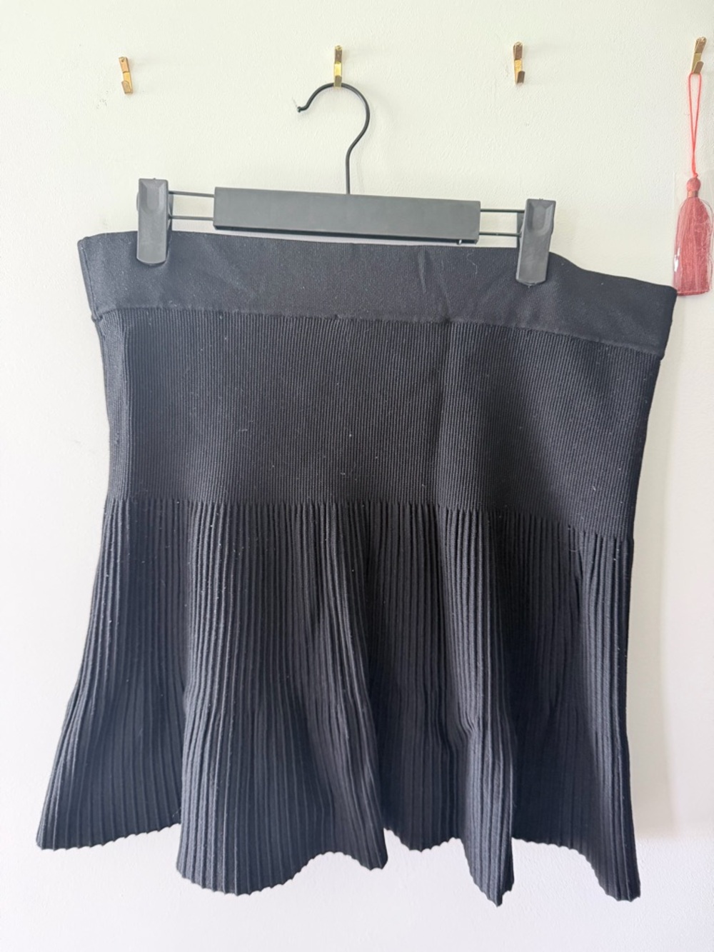 French Connection Black Ribbed Circle Skirt